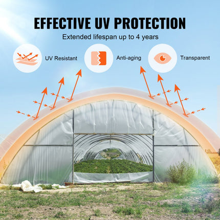VEVOR Kas Plastic Film 3x12m 6 Mil Dikke Heldere Kasfolie Polyethyleen Film 4 Jaar UV-bestendig voor Tuinbouw Landbouw Landbouw Tuin