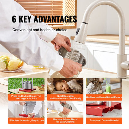 VEVOR 3 L fruitpers appelpers fruitpers met T-handgreep, bessenpers 14 x 13 cm appelpers handmatige fruitpers fruitpers mechanische RVS pers Geschikt voor sap fruitpuree etc.