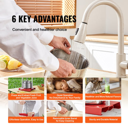 VEVOR 6 L Fruitpers Appelpers Fruitpers met T-Handvat, Bessenpers 18 x 15 cm Appelpers Handmatige Juicer Fruitpers Mechanische RVS Pers Geschikt voor Sap Fruitpuree enz.