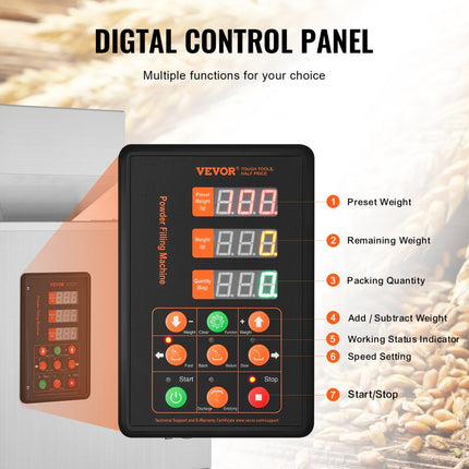 VEVOR Poedervulmachine 1-200g Automatische Intelligente Deeltjesweegvulmachine Flessenzak Poedervuller Deeltjesdispenser voor Thee Zaden Granen Poeder Meel Bonen Glitter