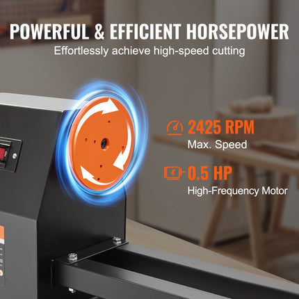 VEVOR draaibank 370W draaibank max. draaidiameter 350mm draaibank spiltoerental 885-2425rpm kopieerdraaibank met 4 snelheden draaibank met complete toebehoren