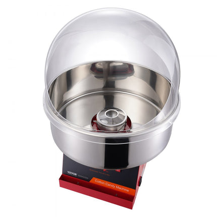 VEVOR elektrische suikerspinmachine, 1kW suikerspinmachine, commerciële suikerspinmachine met deksel, roestvrijstalen kom en suikerlepel, voor kinderverjaardagsfeestjes thuis, familiebijeenkomsten (rood)