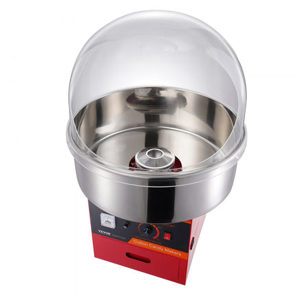 VEVOR elektrische suikerspinmachine, 1000W suikerspinmachine, commerciële suikerspinmachine met deksel, roestvrijstalen kom, suikerschep, lade, perfect voor familiebijeenkomsten, rood
