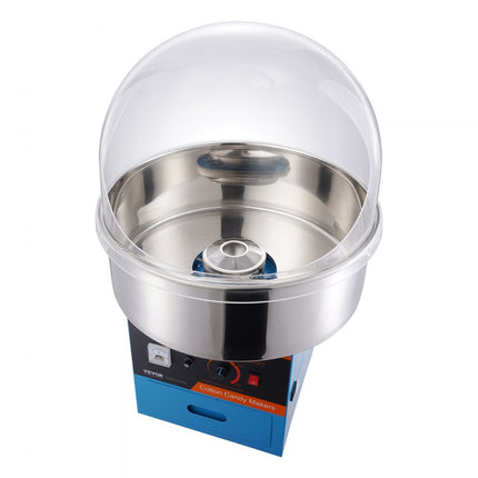 VEVOR elektrische suikerspinmachine, 1KW suikerspinmachine, commerciële suikerspinmachine met deksel, roestvrijstalen kom, suikerschep, lade, voor kinderverjaardagen, familiebijeenkomsten, blauw