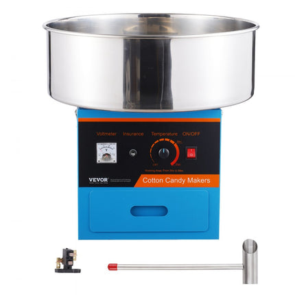 VEVOR elektrische suikerspinmachine, 1000 W suikerspinmachine, commerciële suikerspinmachine met roestvrijstalen kom, suikerschep en lade, voor kinderverjaardagen, familiebijeenkomsten, blauw