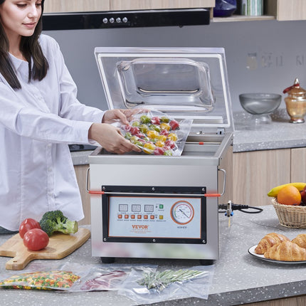 VEVOR kamervacuümapparaat 320 W vacuümapparaat voor vochtige voedingsmiddelen, vleesmarinades etc. compact formaat met 32 cm seallengte toepassing in particuliere keukens en commerciële ruimtes