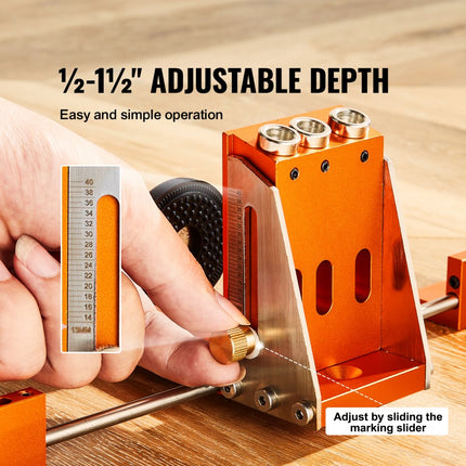 VEVOR VEVOR Pocket Hole Jig Kit Three Pocket Hole met Wrench & Square Drive Bits deuvelhulpboomal voor het boren van pocketgaten en schuine gaten