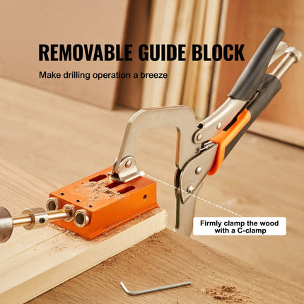 VEVOR VEVOR Pocket Hole Jig Kit Three Pocket Hole met Wrench & Square Drive Bits deuvelhulpboomal voor het boren van pocketgaten en schuine gaten