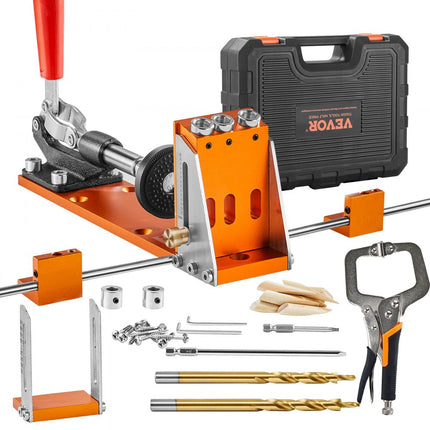 VEVOR VEVOR Pocket Hole Jig Kit Three Pocket Hole met Wrench & Square Drive Bits deuvelhulpboomal voor het boren van pocketgaten en schuine gaten