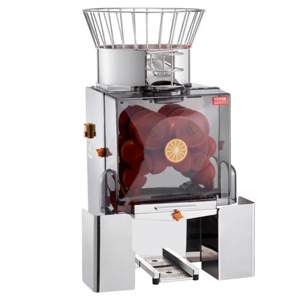 VEVOR Commerciële sinaasappelpers Automatische 120W sapcentrifuge, roestvrijstalen sinaasappelpers voor 25 sinaasappels per minuut, met PC-afdekking 46 x 52 x 90 cm Commerciële citruspers Sapcentrifuge Elektrisch