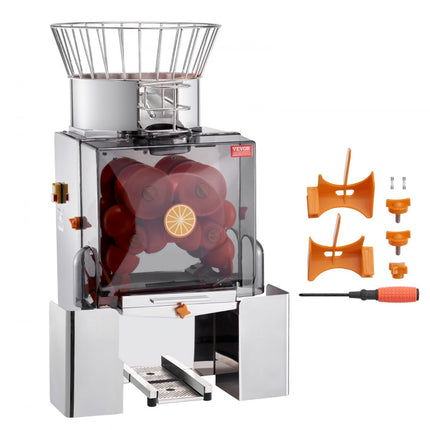 VEVOR Commerciële sinaasappelpers Automatische 120W sapcentrifuge, roestvrijstalen sinaasappelpers voor 25 sinaasappels per minuut, met PC-afdekking 46 x 52 x 90 cm Commerciële citruspers Sapcentrifuge Elektrisch