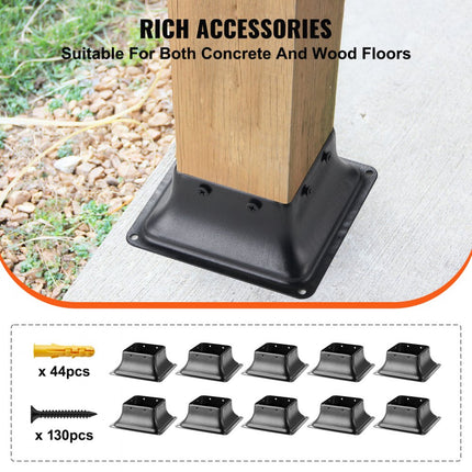 VEVOR set van 10 schroefmoffen 153x153x62mm paalsteun koolstofstalen paal schoenpaal paalbasis grondhulssteunbasis Ideaal voor verandaleuningen, pergola's en kolommen