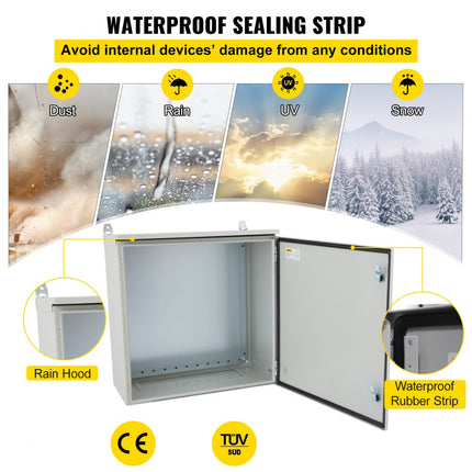 VEVOR elektrische behuizing, 70 x 50 x 20 cm, NEMA 4 buitenbehuizing, IP65 water- en stofdicht, koudgewalst koolstofstalen aansluitdoos met scharnieren voor gebruik binnen en buiten