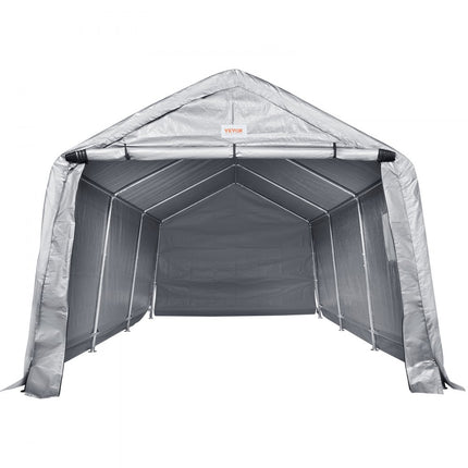 VEVOR tentgarage 304,8 x 457,2 x 243,8 cm garagetent gemaakt van gegalvaniseerde stalen staven en een drielaagse 240G PE-afdekking opbergtent carport 250 x 218 x 190 cm tentdeurmaat uitrusting tent grijs