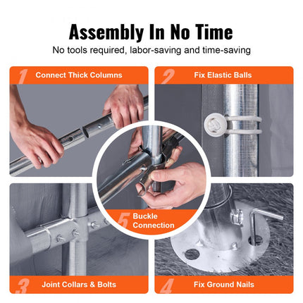 VEVOR tentgarage 84" x 145" x 88" garagetent gemaakt van gegalvaniseerde stalen staven en een drielaagse 240G PE-afdekking opslagtent carport 168 x 113 x 185 cm tentdeurgrootte uitrusting tent grijs