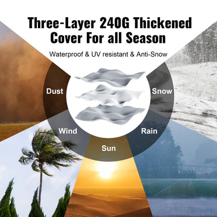 VEVOR tentgarage 243,8 x 426,7 x 231,6 cm garagetent gemaakt van gegalvaniseerde stalen staven en een drielaagse 240G-PE hoes opbergtent carport 205,8 x 142,7 x 185 cm tentdeurmaat uitrusting tent grijs