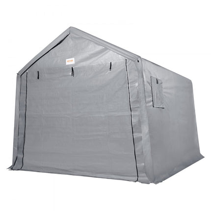 VEVOR tentgarage 243,8 x 426,7 x 231,6 cm garagetent gemaakt van gegalvaniseerde stalen staven en een drielaagse 240G-PE hoes opbergtent carport 205,8 x 142,7 x 185 cm tentdeurmaat uitrusting tent grijs