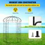 VEVOR vogelkooi tuin prieel 2,7 m x 2 m breed robuust smeedijzeren prieel huwelijksboog traliewerk voor het beklimmen van wijnstokken in de tuin gazon achtertuin patio zwart
