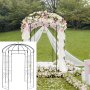 VEVOR vogelkooi tuin prieel 2,7 m x 2 m breed robuust smeedijzeren prieel huwelijksboog traliewerk voor het beklimmen van wijnstokken in de tuin gazon achtertuin patio zwart