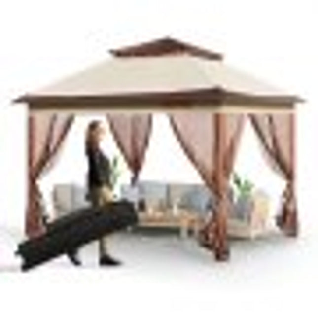 VEVOR paviljoen 334x334x281cm tuintent PU-gecoat 250D Oxford stof opvouwbaar paviljoen incl. opbergtas partytent 8-10 personen pop-up tent opvouwbare tent tuinpaviljoen ideaal voor kampeertochten