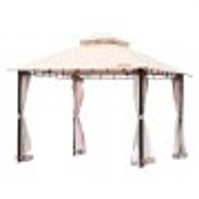 VEVOR terraspaviljoen voor 6-8 personen, 295x295cm achtertuinpaviljoen, met klamboe, metalen frame en PU-gecoat 180g polyester, luifel voor terras, achtertuin, gazon, tuin