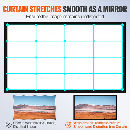 VEVOR Projectiescherm Beamer Scherm 120 16:9 Fixed Frame Projector Screen Hd 4K Home Theatre 3D Aluminum Frame Wall Mount White