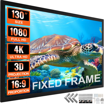 VEVOR Projectiescherm Beamer Scherm Projector Screen Groot 130-inch diagonaal 16:9 HD-projectorscherm Thuisbioscoop buitengebruik
