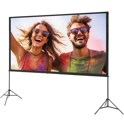 VEVOR Projectieprojectiescherm met standaard 120 inch HD 4K Outdoor Indoor Projectiescherm Snel opvouwbaar Draagbaar filmscherm 16:9 voor thuisbioscoop, camping en vrijetijdsevenementen Zwart