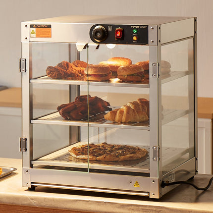 VEVOR 3-traps commerciële voedselverwarmer pizzakastverlichting 800W