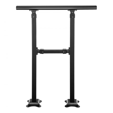 VEVOR Trapleuning, Geschikt voor 0-1 Stap Overgangs Smeedijzeren Trap Rail, Verstelbare Balustrade Trap Rail, Trapleuning Steun voor Betonnen Treden met Installatiekit, Mat Zwarte Buiten Trapleuning