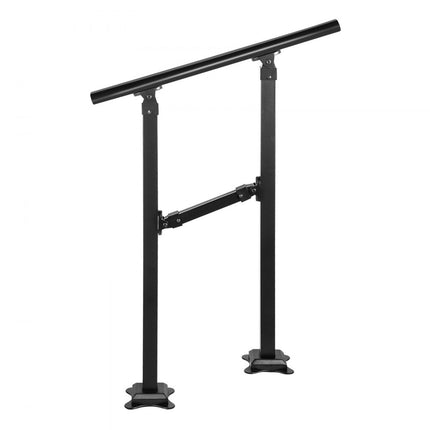 VEVOR Trapleuning, Geschikt voor 0-1 Stap Overgangs Smeedijzeren Trap Rail, Verstelbare Balustrade Trap Rail, Trapleuning Steun voor Betonnen Treden met Installatiekit, Mat Zwarte Buiten Trapleuning