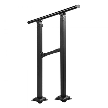 VEVOR Trapleuning, Geschikt voor 0-1 Stap Overgangs Smeedijzeren Trap Rail, Verstelbare Balustrade Trap Rail, Trapleuning Steun voor Betonnen Treden met Installatiekit, Mat Zwarte Buiten Trapleuning