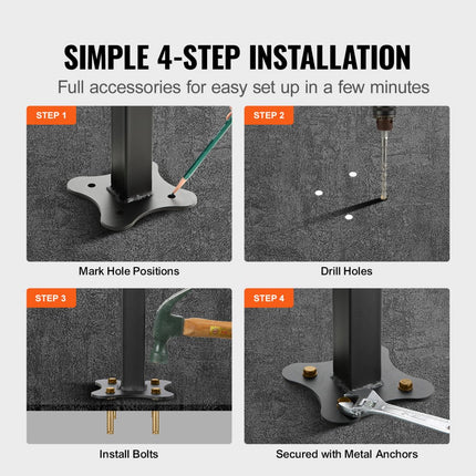 VEVOR Trapleuning Geschikt voor 1-4 Treden Overgangs Smeedijzeren Trapleuning Verstelbare Balustrade Trapleuning Trapleuning Steun voor Betonnen Treden