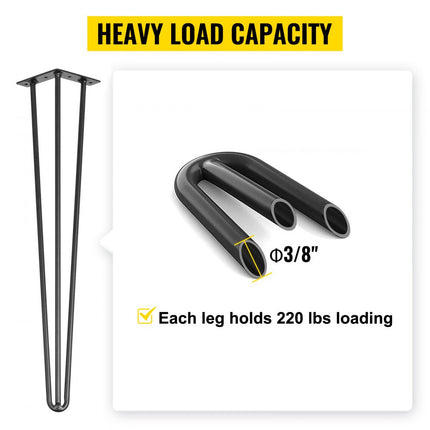 VEVOR Haarspeld Tafelpoten Hoogte 40,6 cm Meubilair Metalen Tafelpoot 3 Staven Bureaupoten Staal Meubelpoten Haarspeld Set van 4 voor Bijzettafels