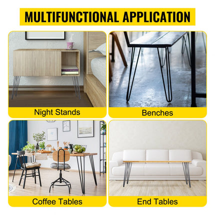 VEVOR Haarspeld Tafelpoten Hoogte 40,6 cm Meubilair Metalen Tafelpoot 3 Staven Bureaupoten Staal Meubelpoten Haarspeld Set van 4 voor Bijzettafels