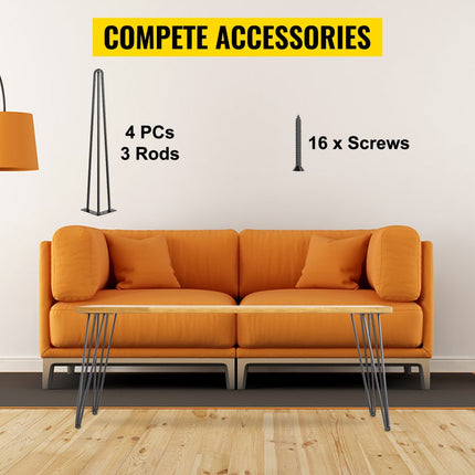 VEVOR Tafelpoot Tafelpoten Haarspeld Tafelpoten Meubilair Metalen Tafelpoten 3 Staven 55,9 cm 4 Stuks