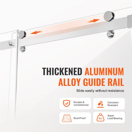 VEVOR frameloze douchedeur, doucheschuifdeur, douchewand, douchecabine, 8 mm glas