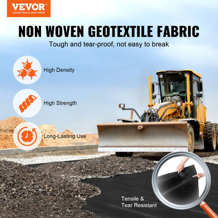 VEVOR onkruidvlies 0,9 x 30,5 m tuinvlies 136 g/㎡ onkruidwerend vloerdoekvlies treksterkte 120 N (lengterichting) 130 N (breedte) onkruiddoek onkruidvlies onkruidfolie bedvlies