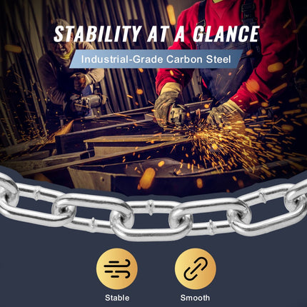VEVOR stalen ketting koolstofstalen schakelketting barrièreketting 7,3 mm x 28 m