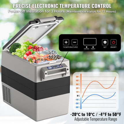 VEVOR 12V autokoelkast autokoelbox, draagbare 52L dubbele zone vriezer en handvat, instelbaar bereik -20 ~ 10 ℃, compressor koeler vrachtwagen boot buiten kamperen