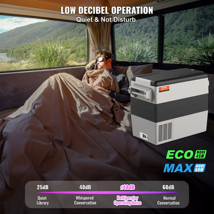 VEVOR 12V autokoelkast autokoelbox, draagbare 52L dubbele zone vriezer en handvat, instelbaar bereik -20 ~ 10 ℃, compressor koeler vrachtwagen boot buiten kamperen