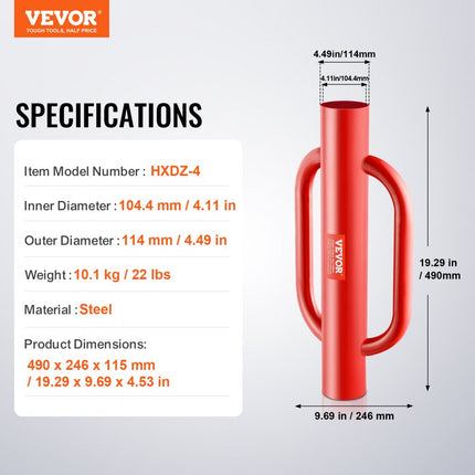 VEVOR handram, paalram, paalram, hekconstructie, paalram, staal φ104,4 mm