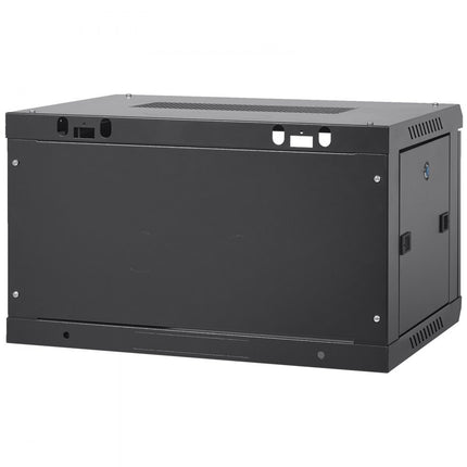 VEVOR 6U wandgemonteerde netwerkserverkast 15,5'' diepe serverrackkastbehuizing Max. 200 lbs. Laadvermogen op de vloer, met afsluitbare zijpanelen van glazen deuren, voor IT-apparatuur, A/V-apparatuur