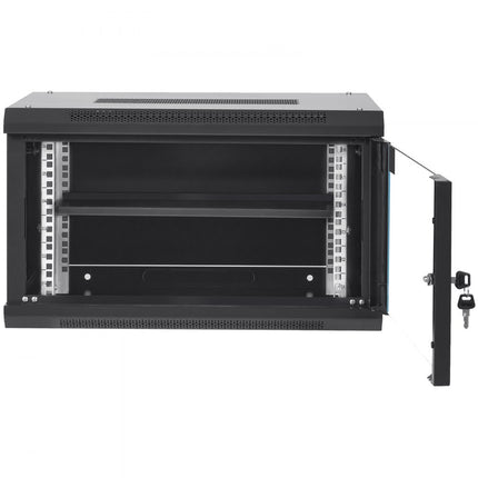 VEVOR 6U wandgemonteerde netwerkserverkast 15,5'' diepe serverrackkastbehuizing Max. 200 lbs. Laadvermogen op de vloer, met afsluitbare zijpanelen van glazen deuren, voor IT-apparatuur, A/V-apparatuur