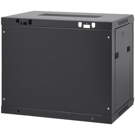 VEVOR 9U wandgemonteerde netwerkserverkast 15,5" diepe serverkastbehuizing ca. 200 lbs. Op de vloer gemonteerde laadcapaciteit, met afsluitbare glazen zijpanelen, voor IT-apparatuur, A/V-apparatuur