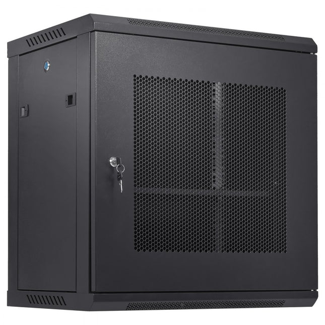 VEVOR 12U wandgemonteerde netwerkserverkast 15,5'' diepe serverrackkastbehuizing Max. 200 lbs. Laadvermogen op de vloer, met afsluitbare zijpanelen, voor IT-apparatuur, A/V-apparatuur