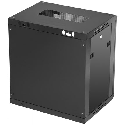 VEVOR 12U wandgemonteerde netwerkserverkast 15,5'' diepe serverrackkastbehuizing Max. 200 lbs. Laadvermogen op de vloer, met afsluitbare zijpanelen, voor IT-apparatuur, A/V-apparatuur