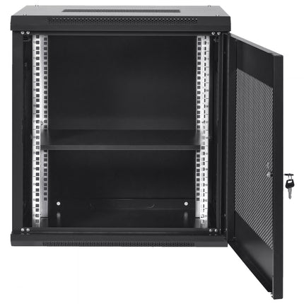 VEVOR 12U wandgemonteerde netwerkserverkast 15,5'' diepe serverrackkastbehuizing Max. 200 lbs. Laadvermogen op de vloer, met afsluitbare zijpanelen, voor IT-apparatuur, A/V-apparatuur