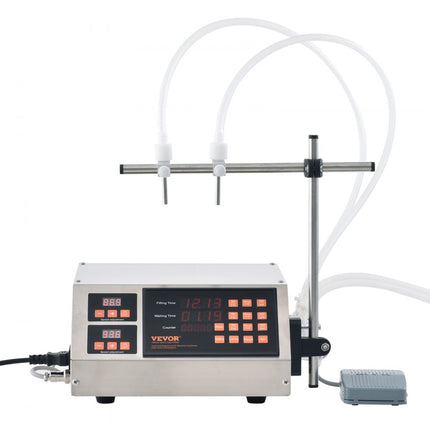 VEVOR vloeistofvulmachine, vulcapaciteit 5-650 ml, automatische flessenvulmachine, vulmachine, peristaltische pomp, digitale bediening voor melk, water, wijn, dranken, sojasaus (dubbel mondstuk