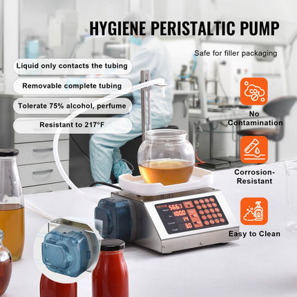 VEVOR vloeistofvulmachine, weegvermogen van 5-300 g, automatische flessenvulmachine, vulmachine, peristaltische pomp, digitale bediening voor melk, water, wijn, dranken, sojasaus (enkele D